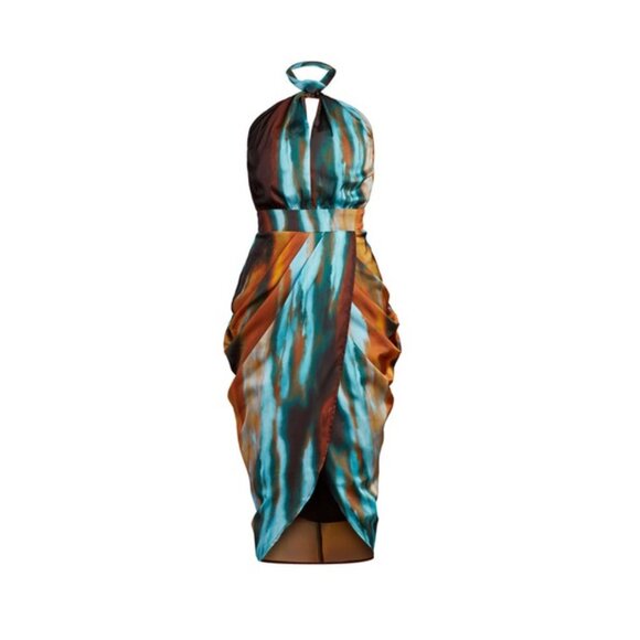 NWT NY&Co x Gabrielle Union Collection Printed Halter Dress - Picture 1 of 8